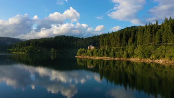 Evening Lake Aerial Panorama