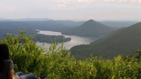 Woman Looking at Mountain Landscape in Tennessee