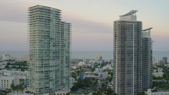 Aerial shot of buildings in Miami