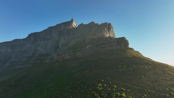 Low Angle View of Tall Steep Rock Walls on Table Mountain