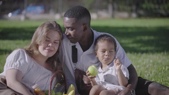 A Cute Multicultural Family Had a Picnic in the Park