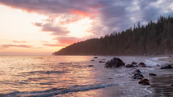 View of Mystic Beach on the West Coast of Pacific Ocean