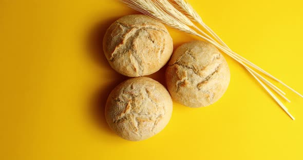 Golden Buns of Bread and Wheat