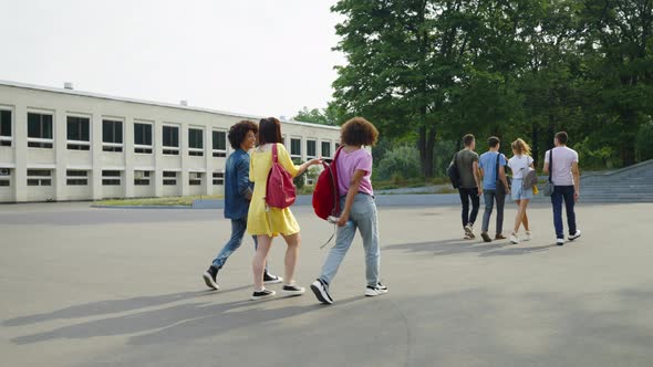 Slow Motion Students Going Home After Classes