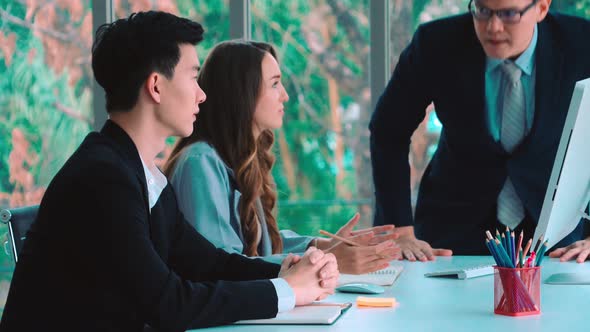 Angry Business Person Dispute Work Problem in Group Meeting