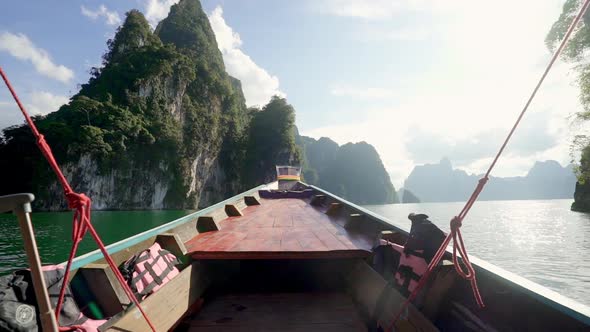 Boat Ride on Clear Weather in Cheow Lan Lake