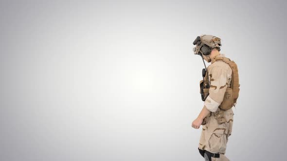 US Army Rangers Walking By on Gradient Background