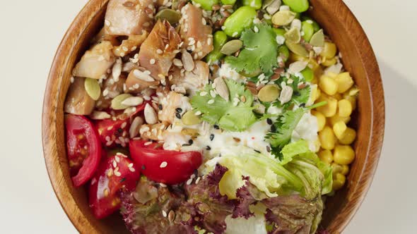 Poke Bowl Salad on White Background