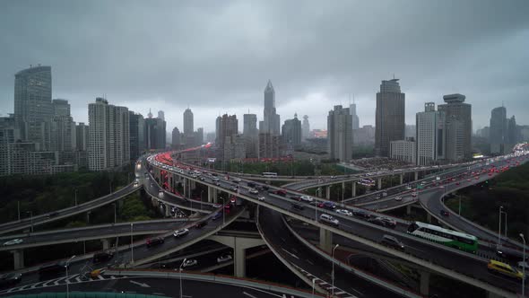 Shanghai Downtown skyline, China in city in Asia. Skyscraper and high-rise buildings