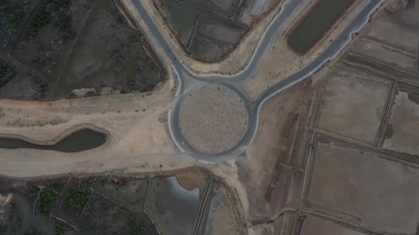 Top-down Shot Of Kuta Mandalika Roundabout In Lombok, Indonesia - orbiting drone (aerial)