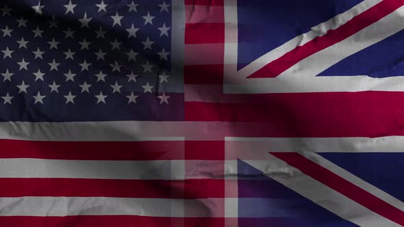 USA UK Flag Mix Textured Waving Background 4K