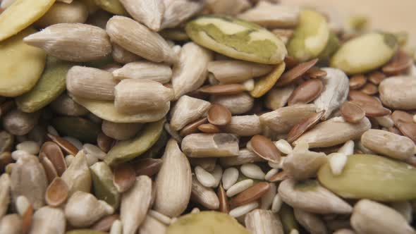 Unsalted Sunflower and Pumpkin Seeds Close Up