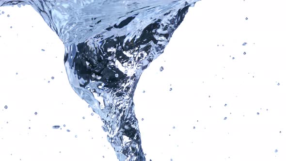 Super Slow Motion Shot of Water Whirl Isolated on White Background at 1000Fps