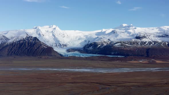 Aerial Wide View of a Majestic Snow Capped Mountains in Iceland