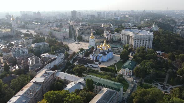 Cityscape of Kyiv, Ukraine. Aerial View, Slow Motion