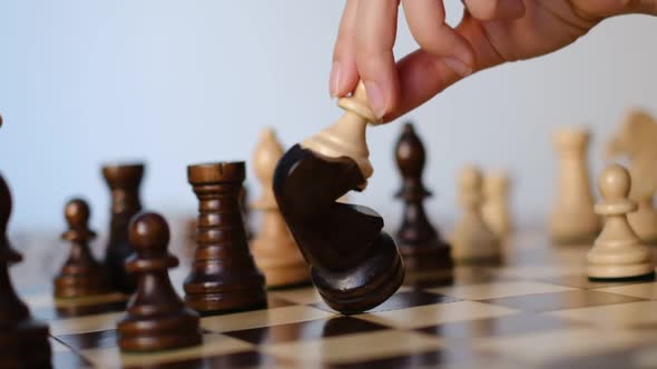 Unrecognizable Woman Playing Chess