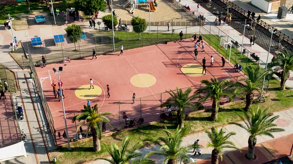 Basketball court Aerial View 4 K Alanya Turkey