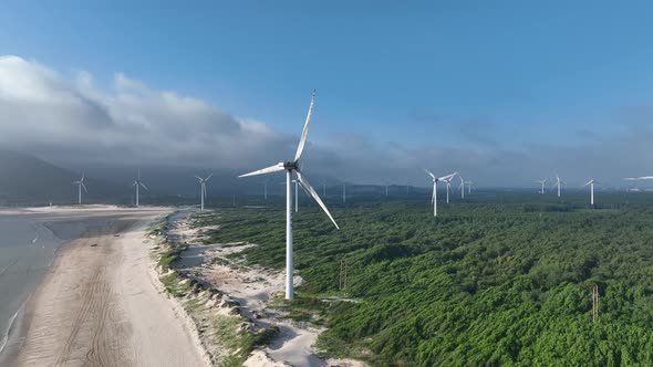 Wind Turbines in mountain during sunset