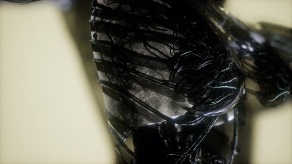 Human Body Scan with Glowing Lungs and Trachea alt