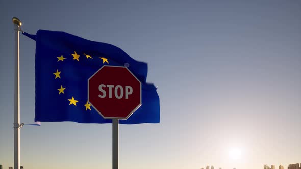 Europe Flag Sanction Red Sign STOP