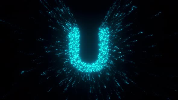 U Letter With Futuristic Particles 4k