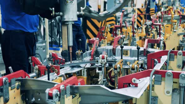 Spot Welding of a Metal Carcass in the Automobile Factory