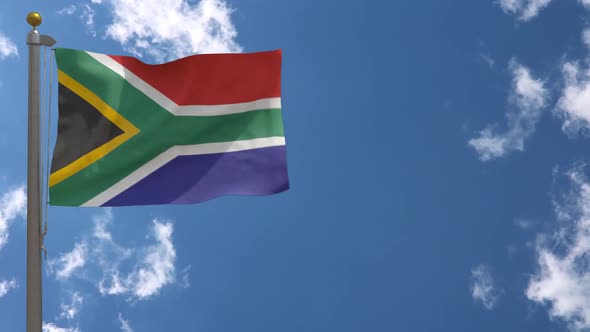 South Africa Flag On Flagpole