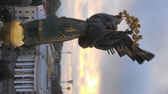 Vertical Video  Monument in the Center of Kyiv Ukraine