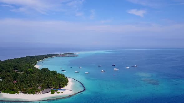 Aerial drone sky of seashore beach by clear sea and sand background