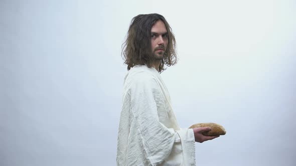 Son of God Holding Bread, Sacramental Eucharist in Catholic Church, Communion