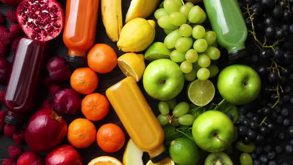 Various Healthy Fruits and Vegetables Formed in Rainbow Composition