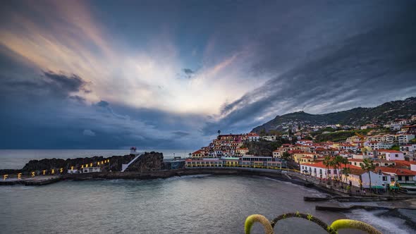 Sunset Over the Camara De Lobos Harbor in the Madeira Islands Portugal