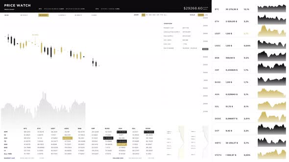 Online trading tech shows the price decline of the popular cryptocurrency coin alt