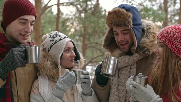 Warming with Hot Drink during Winter Trip