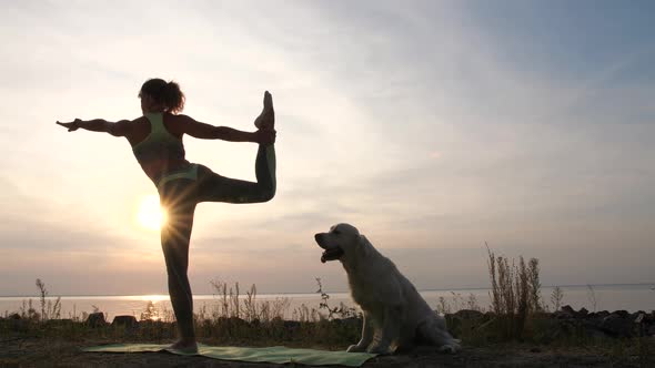 Adult Female Athlete During Yoga Workout in Nature