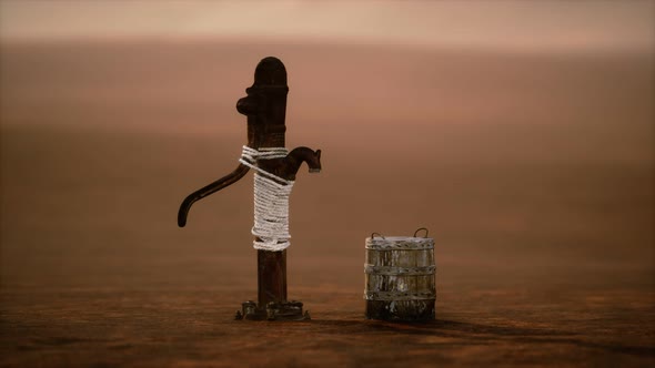 Old Rusted Metal Well in Desert alt