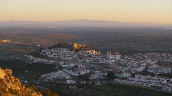 Castelo de Vide in Alentejo, Portugal from Serra de Sao Mamede mountains