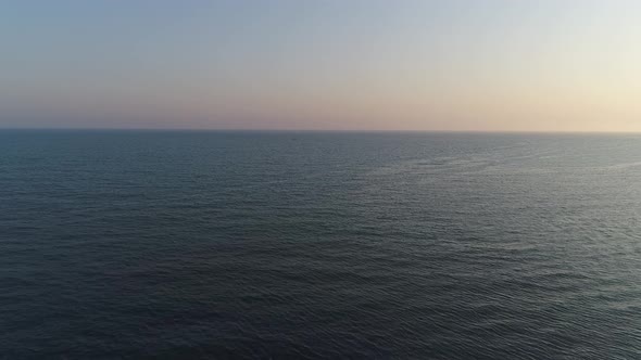 View From Above Panorama of the Open Sea or Ocean in the Evening