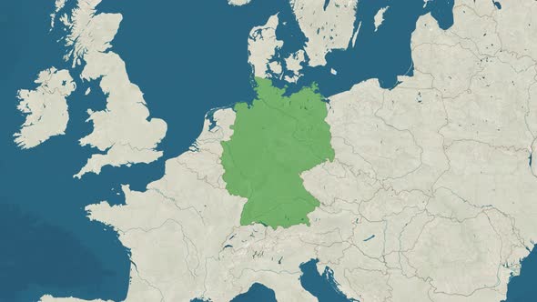 Zoom in to the Map of Germany with Text Textless and with Flag