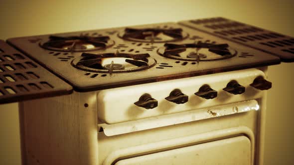 Old Vintage Retro Stile Gas Stove