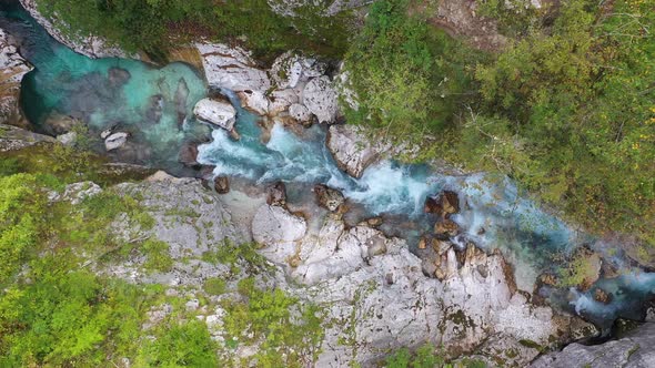 Flight above River in the Triglav National Park