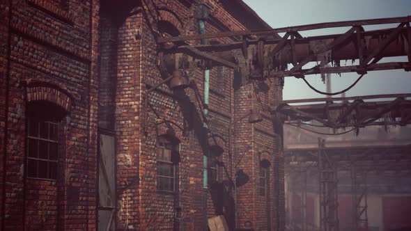 Abandoned Industrial Factory Buildings at Sunset