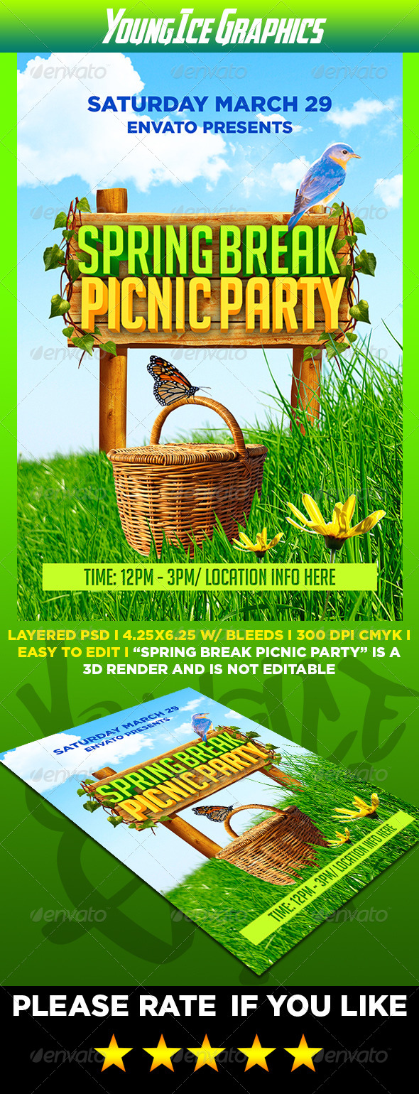 Spring Break Picnic Party Flyer