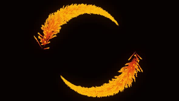 Fire ring with sparkling tail