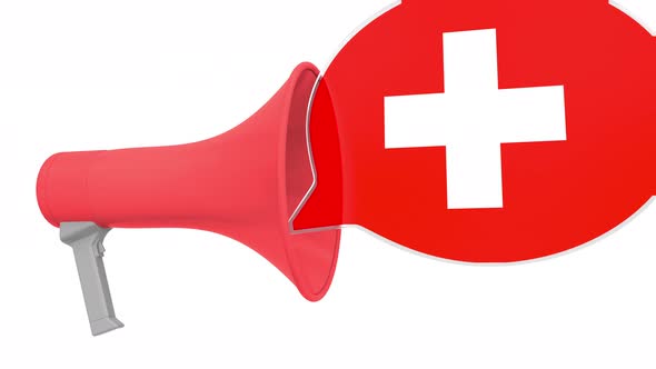 Loudspeaker and Flag of Switzerland on the Speech Balloon