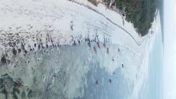 Zanzibar Tanzania  Vertical Video of the Ocean Near the Coast Slow Motion