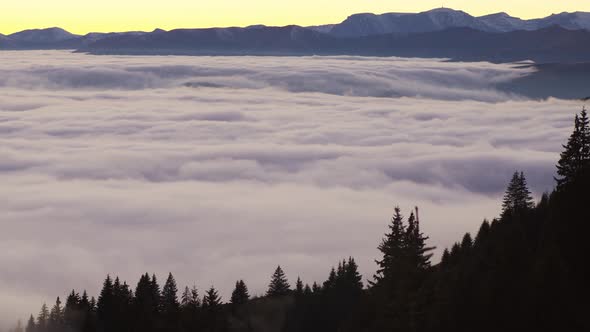 Floating Smooth Clouds Over The Mountains