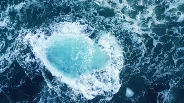 Iceberg in the Ocean Huge Chunks of Blue Ice Floating on the Waves Beautiful Arctic Landscape Aerial