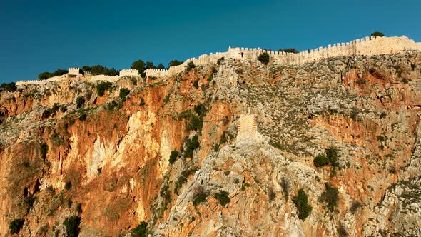 Old Fortress on the Mountain Aerial View 4 K