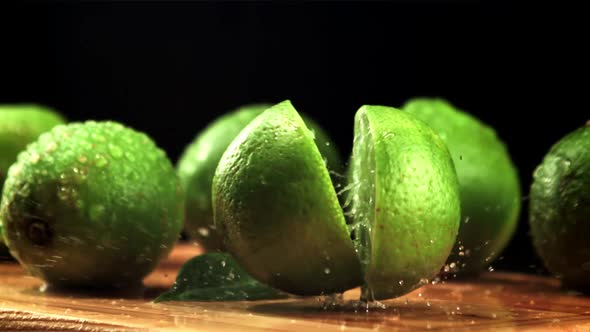 The Lime Falls on the Cutting Board and Splits Into Halves